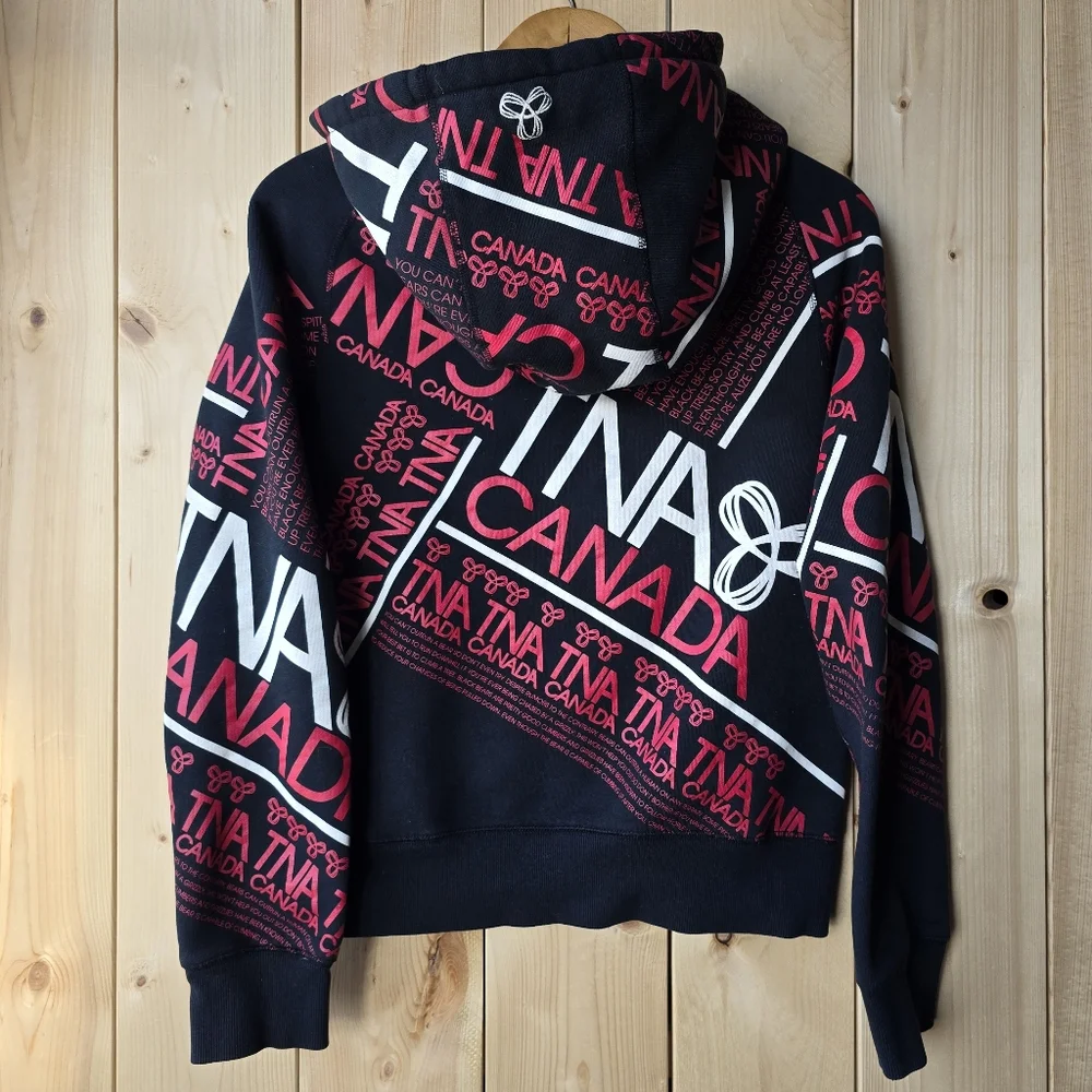 TNA Canada Zip Up Hoodie Black Red White Womens Medium - Picture 8 of 11